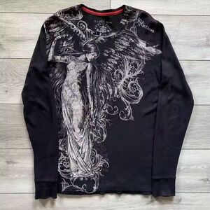 Affliction Men's Black Angel Graphic Long Sleeve Tee